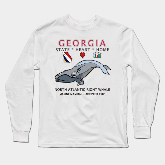 Georgia - North Atlantic Right Whale - State, Heart, Home - State Symbols Long Sleeve T-Shirt by cfmacomber